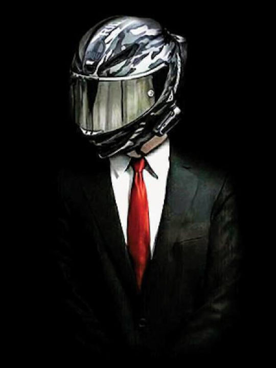 Премиум тениска Takeposition с голям принт, дебел памук 185 г/м2, Boss Rider, черна 321-9110