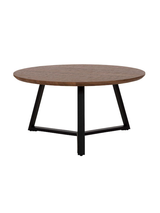 Round Central Coffee Table Rocket Wooden Black W80xL80xH42cm