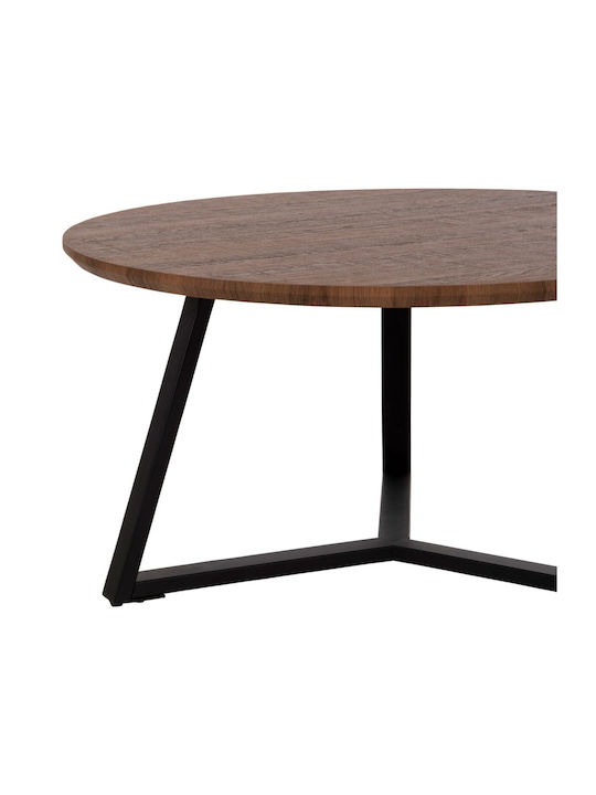 Round Central Coffee Table Rocket Wooden Black W80xL80xH42cm