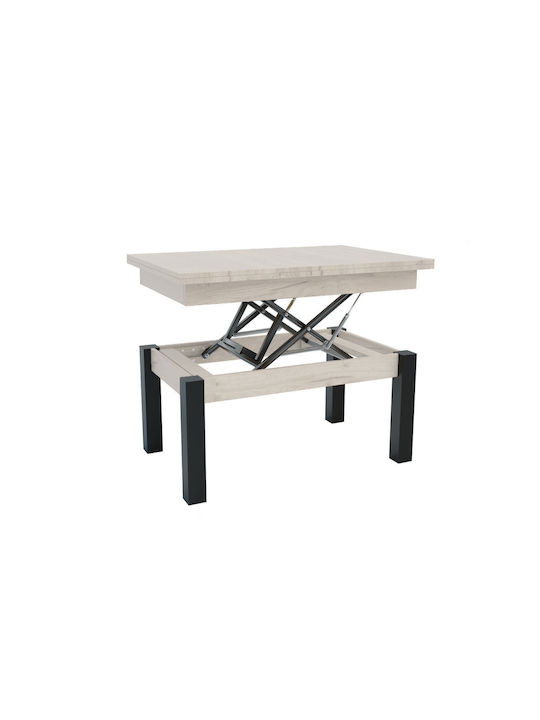 Rectangular Central Transformer Wooden Coffee Table with Lifting Mechanism White W90xL60xH50cm