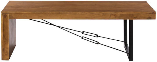 Rectangular Central Coffee Table Wire Made of Solid Walnut Wood Black M120xW60xH40cm