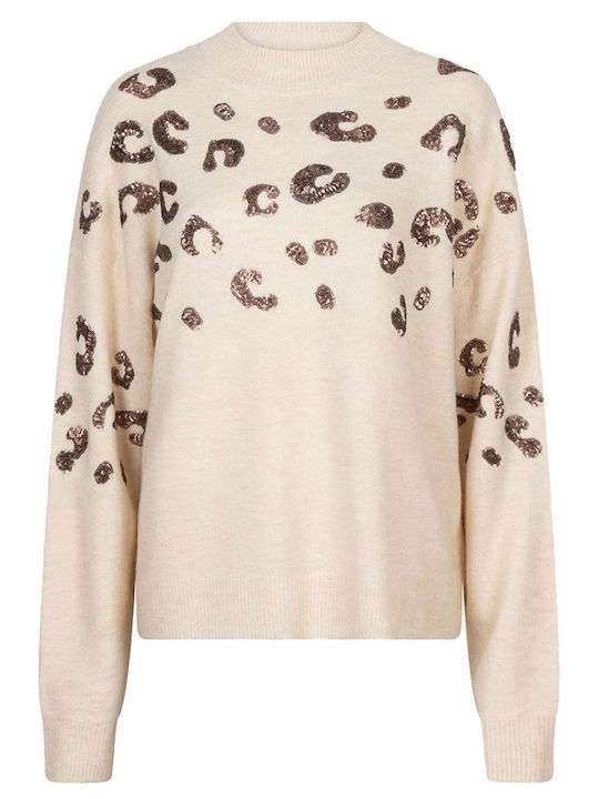 Esqualo Women's Sweater Animal Print Beige