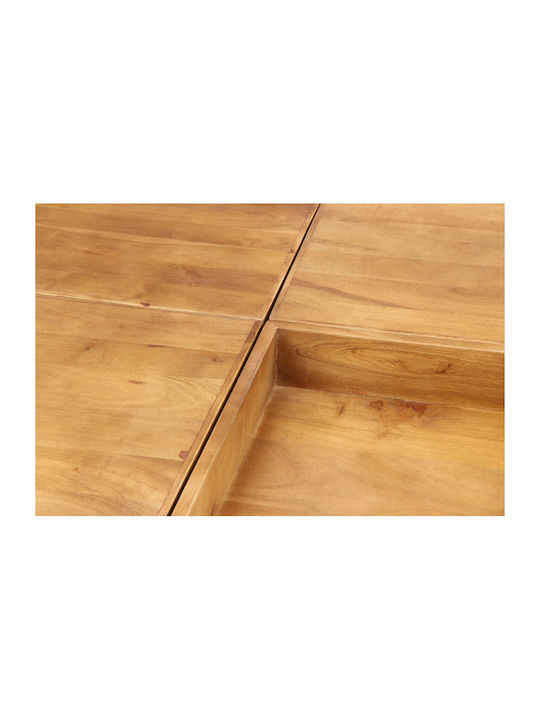 Square Central Combo Coffee Table Made of Solid Walnut Wood Brown Black W84xL80xH42cm