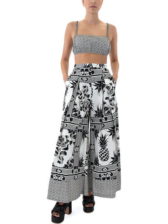 Women's Blouse Corset with Straps White-Black