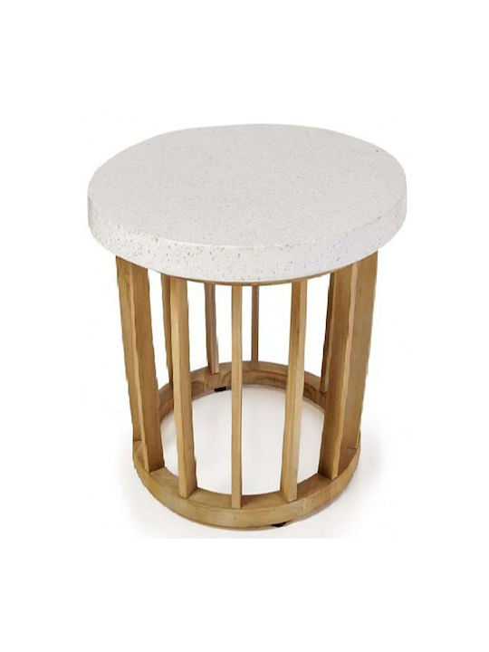 Round Side Table Ithaka from Solid Wood Natural L50xW50xH53cm.