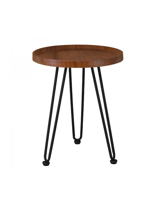 Round Side Coffee Table Matrix Wooden Brown W50xL50xH46cm EM9602,2