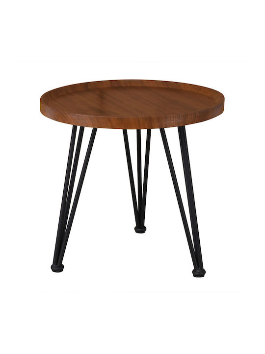 Round Side Table Matrix Wooden Brown 2pcs L50xW50xH46cm.