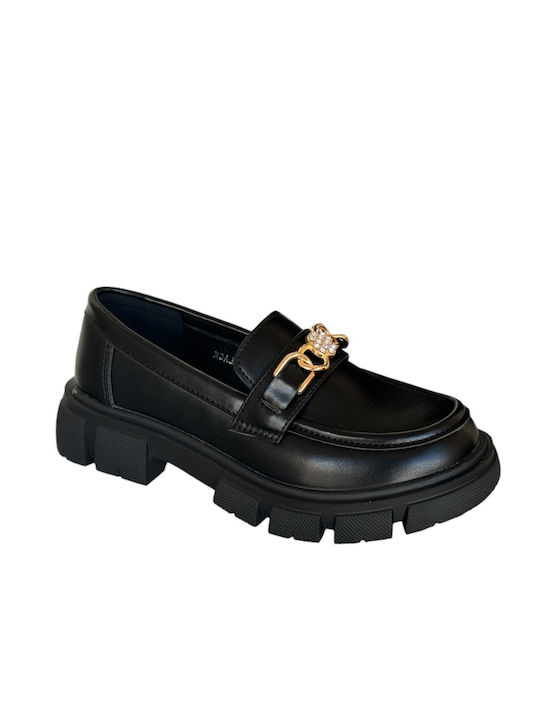 Oscal Girls Leather Moccasins Black