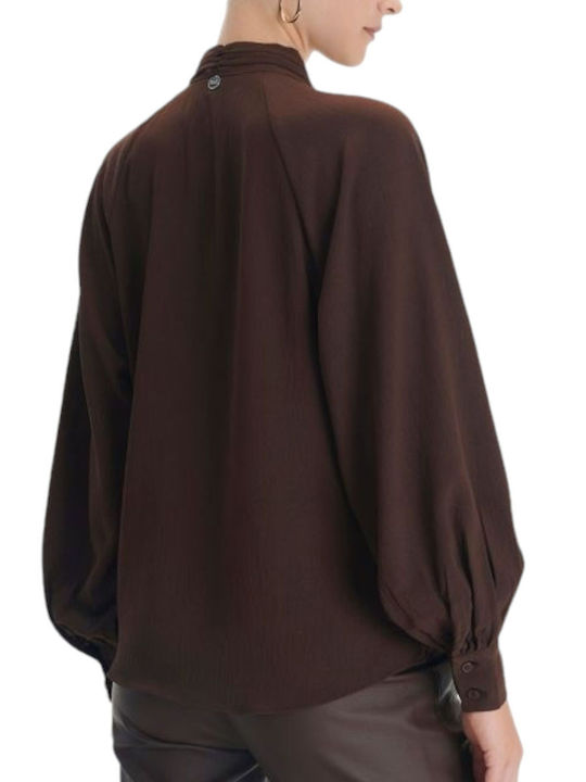 Ale - The Non Usual Casual Tunic Long Sleeve with V Neckline Brown