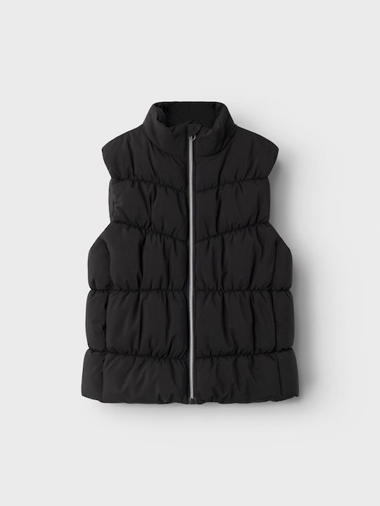 Kinder Steppjacke Ärmellos Kurz Schwarz