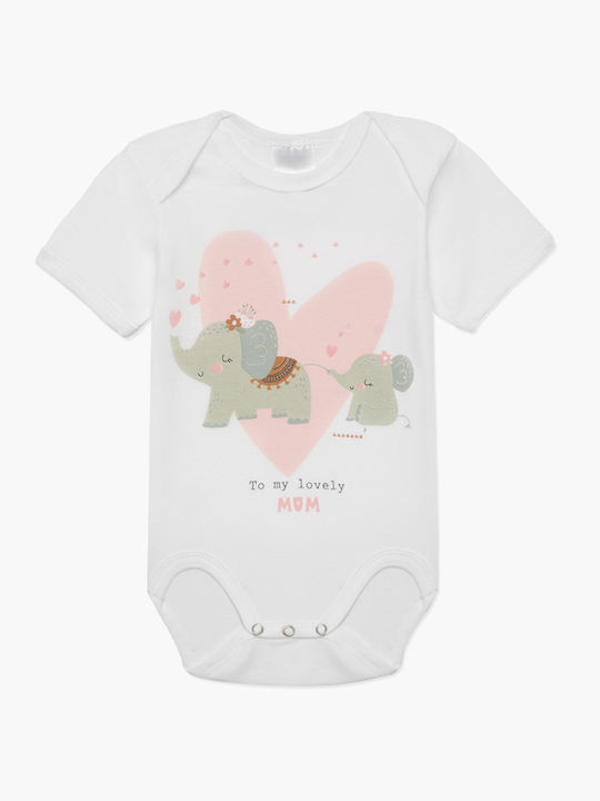 Minerva Elephant Σετ Κορμάκια Family Elephant Λευκό-Μέντα 2τμχ