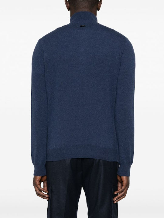 CC Collection Corneliani Men's Long Sleeve Sweater with Zipper Blue