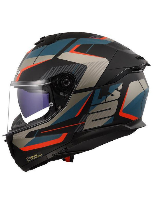 LS2 Stream Ii Road Matt Black Blue Motorcycle Helmet Full Face ECE 22.06 with Sunvisor