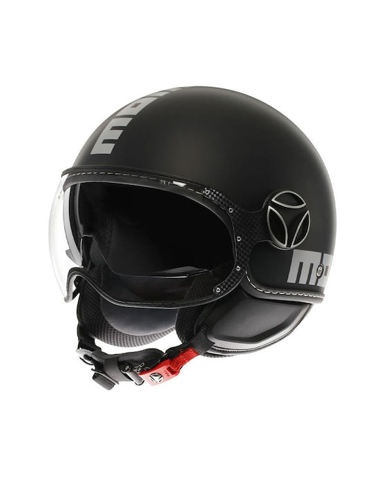 MomoDesign FGTR Evo Mono Matt Black/Silver Motorcycle Helmet Jet 1200gr with Sunvisor