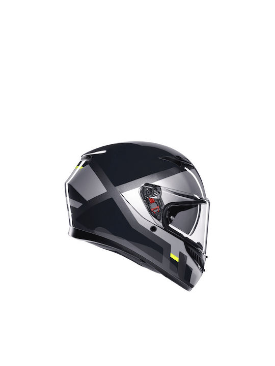 AGV K3 Shade Grey/Yellow Fluo Cască de motocicletă Față întreagă ECE 22.06 1500gr cu vizor solar