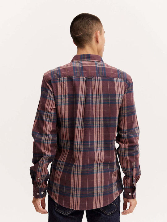 Blend Men's Shirt Checked Bordeaux