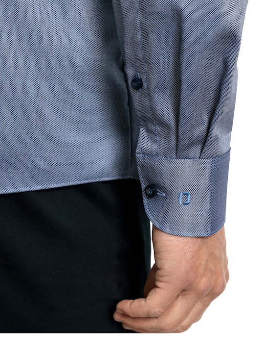 Level 5 Body Fit Πουκάμισο σε Στενή Γραμμή Μπλε