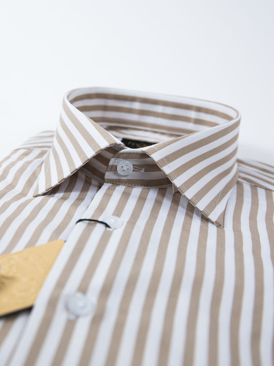 Massimo Veneziani Men's Shirt Striped Beige