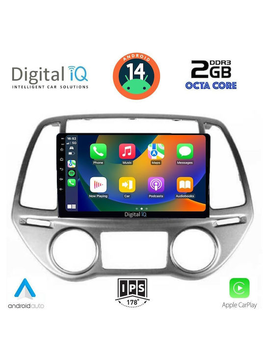 Digital IQ Ηχοσύστημα Αυτοκινήτου για Hyundai i20 2008-2012 με Clima (Bluetooth/USB/AUX/WiFi/GPS/Apple-Carplay/Android-Auto) με Οθόνη Αφής 9"