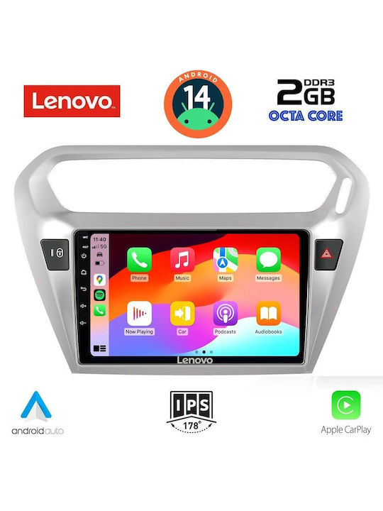 Lenovo Car Audio System for Peugeot 301 Citroen C-Elysee 2013> (Bluetooth/USB/AUX/WiFi/GPS) with Touch Screen 9"