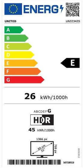 United Smart Television 32" HD Ready LED UN32342S HDR (2024)