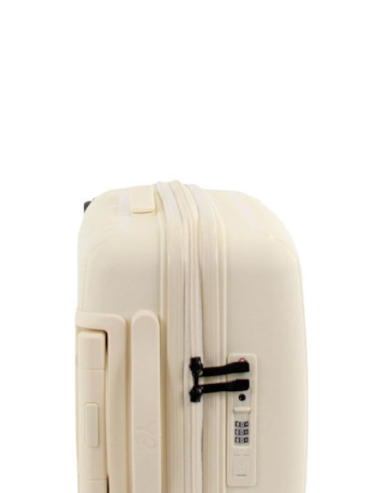 Y Not? Cabin Travel Suitcase Hard Ivory Beige with 4 Wheels Height 55cm SHI43001