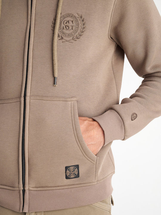 Staff Men's Sweatshirt Jacket with Hood Cappuccino