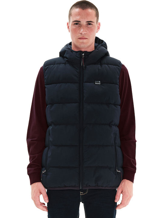 Ärmellos Jacke Puffer Wasserdicht und Winddicht Marineblau