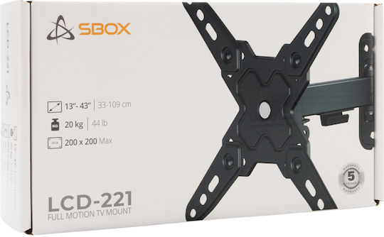 Sbox LCD-221-2 Wandhalterung für Fernseher bis 43" und 20kg Silber