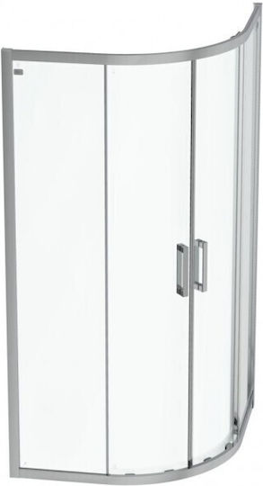 Ideal Standard Connect 2 Cabinet Duș Semicirculară cu Glisare Ușă 100x100cm Sticlă transparentă Chrome