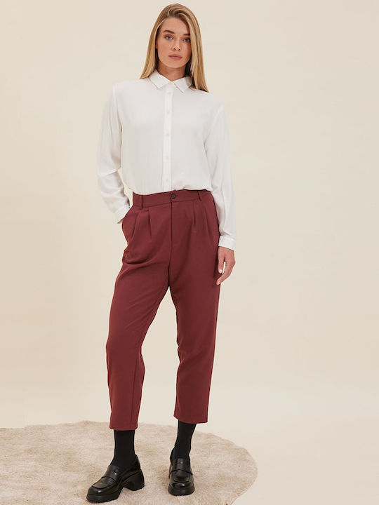 Namaste Women's Fabric Trousers Burgundy