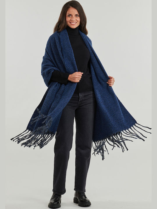 Colored Pocke Frauen Wollschal Blau