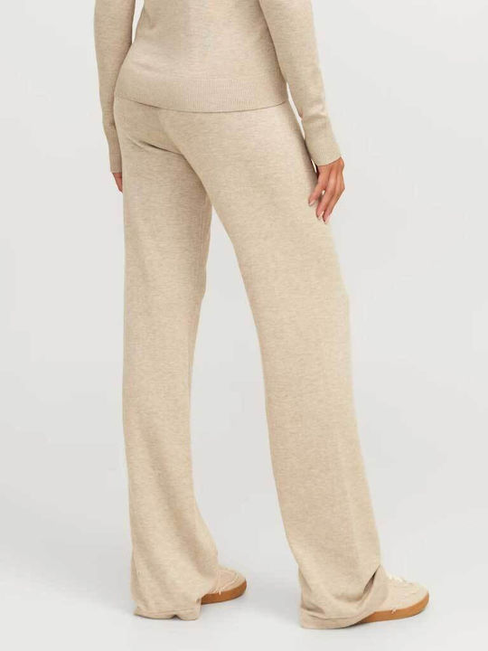 Jack & Jones Women's Fabric Trousers in Relaxed Fit Beige