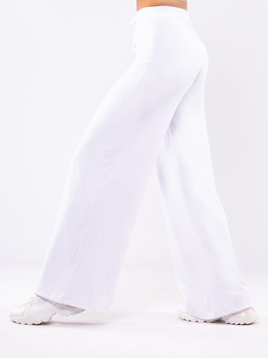 The Lady Selah Women's High-waisted Satin Trousers White