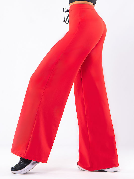 The Lady Selah Women's High-waisted Satin Trousers Red