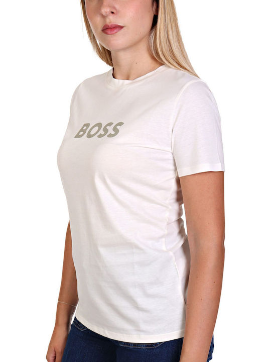 Hugo Boss Damen Sportlich T-shirt Γκρι / Εκρου