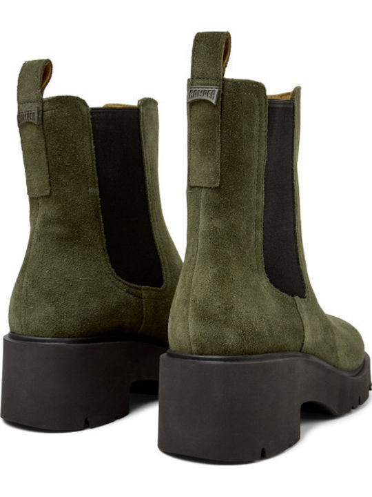 Milah Leather Women's Chelsea Boots with Medium Heel Green