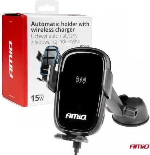 AMiO Car Mobile Mount with Magnet and Wireless Charging Black