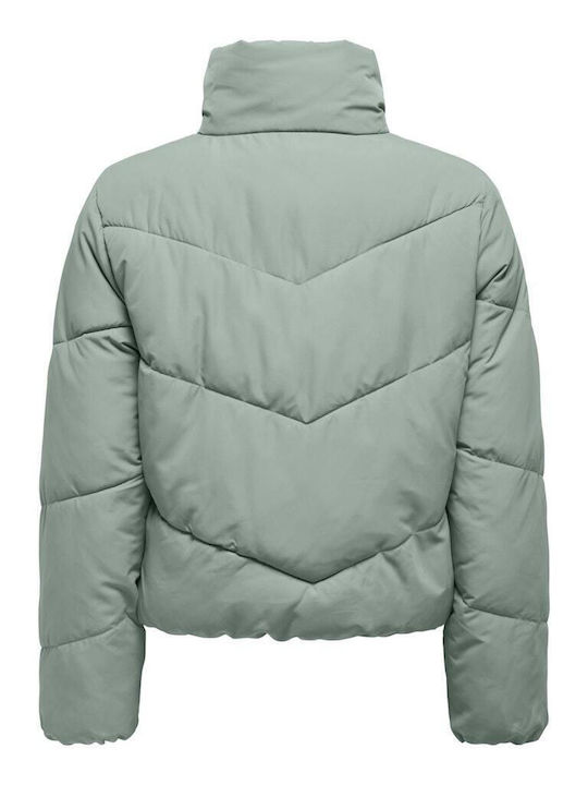 Only Women's Short Puffer Jacket for Winter Mint