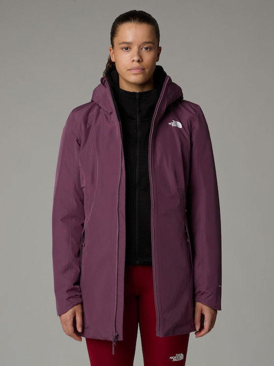 Hikesteller Insulated Women's for Hiking Short Parka Jacket Waterproof for Winter with Hood Midnight Mauve