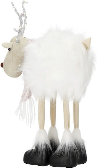 Christmas Figurine White Reindeer with Scarf Height 48cm