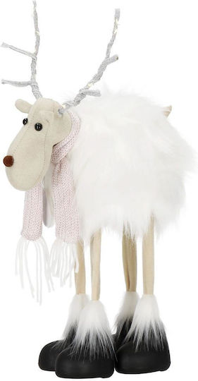 Christmas Figurine White Reindeer with Scarf Height 48cm