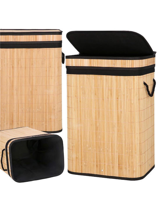 Sersimo Wäschekorb Bamboo 72lt mit Deckel 42x33x60cm Braune