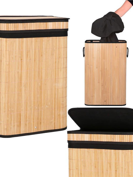 Sersimo Wäschekorb Bamboo 72lt mit Deckel 42x33x60cm Braune
