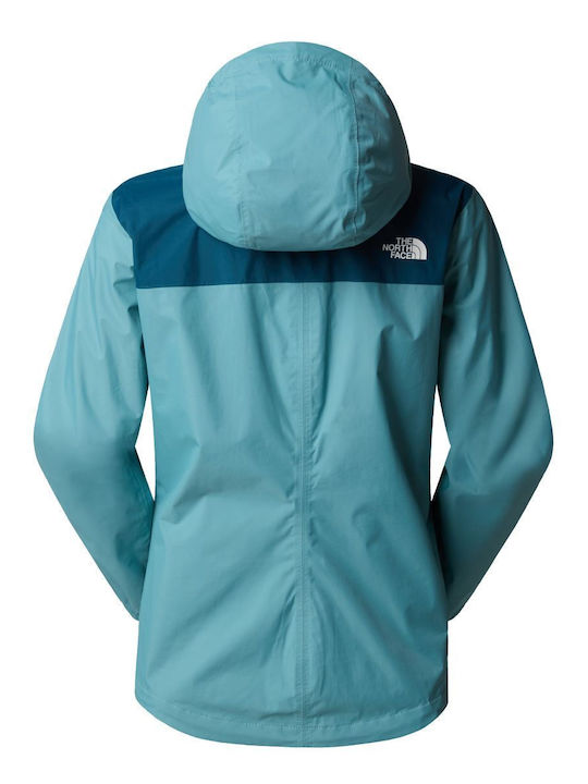 The North Face Women's Hiking Short Lifestyle Jacket Waterproof for Winter with Hood Blue