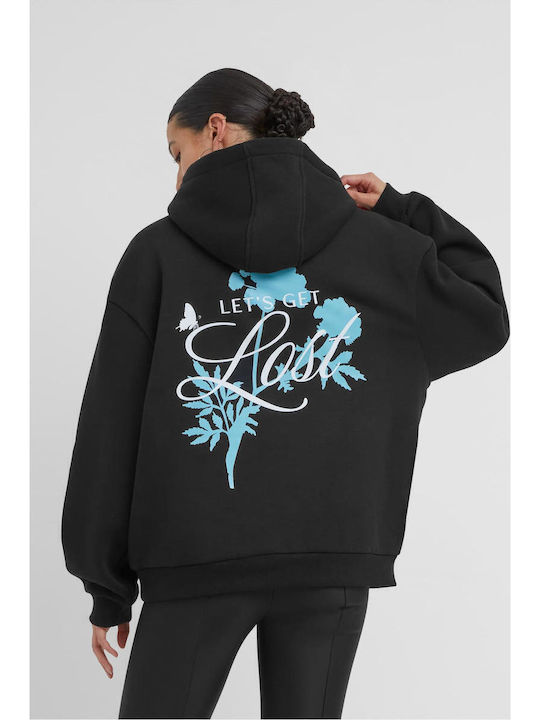 Damen Sweatshirt Kapuzen Black