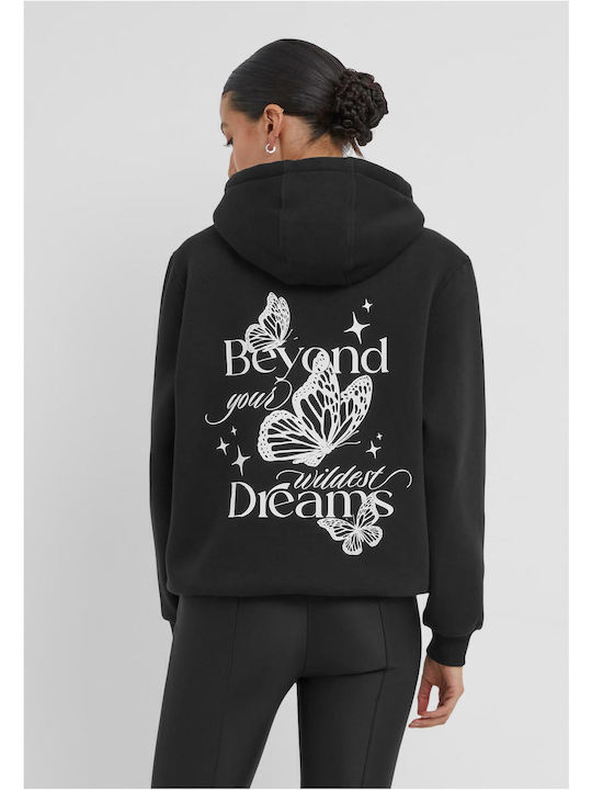 Damen Sweatshirt Kapuzen Black