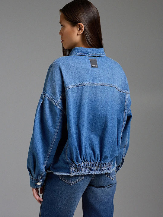 BSB Women's Short Jean Jacket for Spring or Autumn Blue