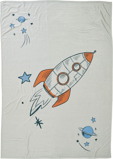 Das Home Blanket Nursery Swaddling Blankets Space Love Fleece Blue Blue, Grey, Orange 80x110cm