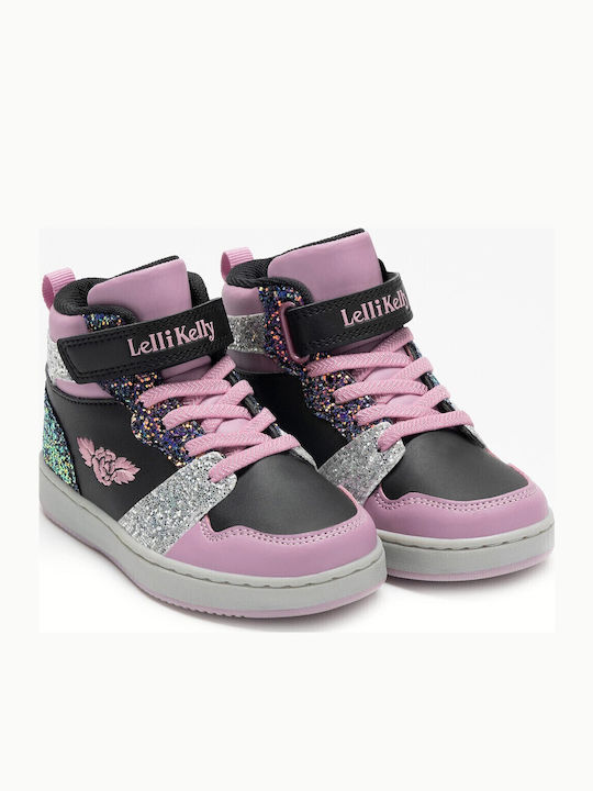 Gaia Παιδικά Sneakers High με Σκρατς Μαύρα